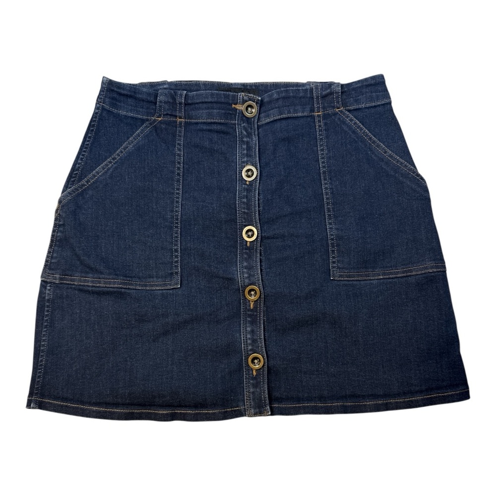 Banana Republic Dark Blue Button-Front Skirt